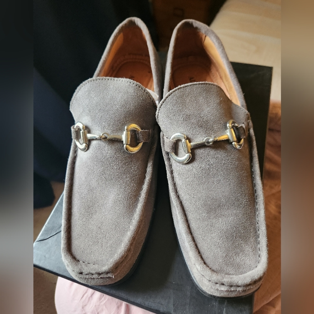 ALFANI Suede Bit Loafers - Gray